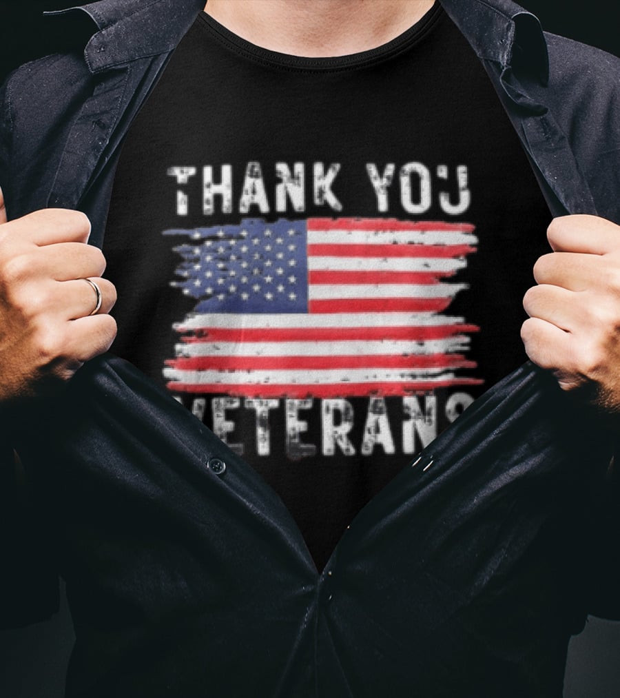 Thank You Veterans American Flag Appreciation T-Shirt
