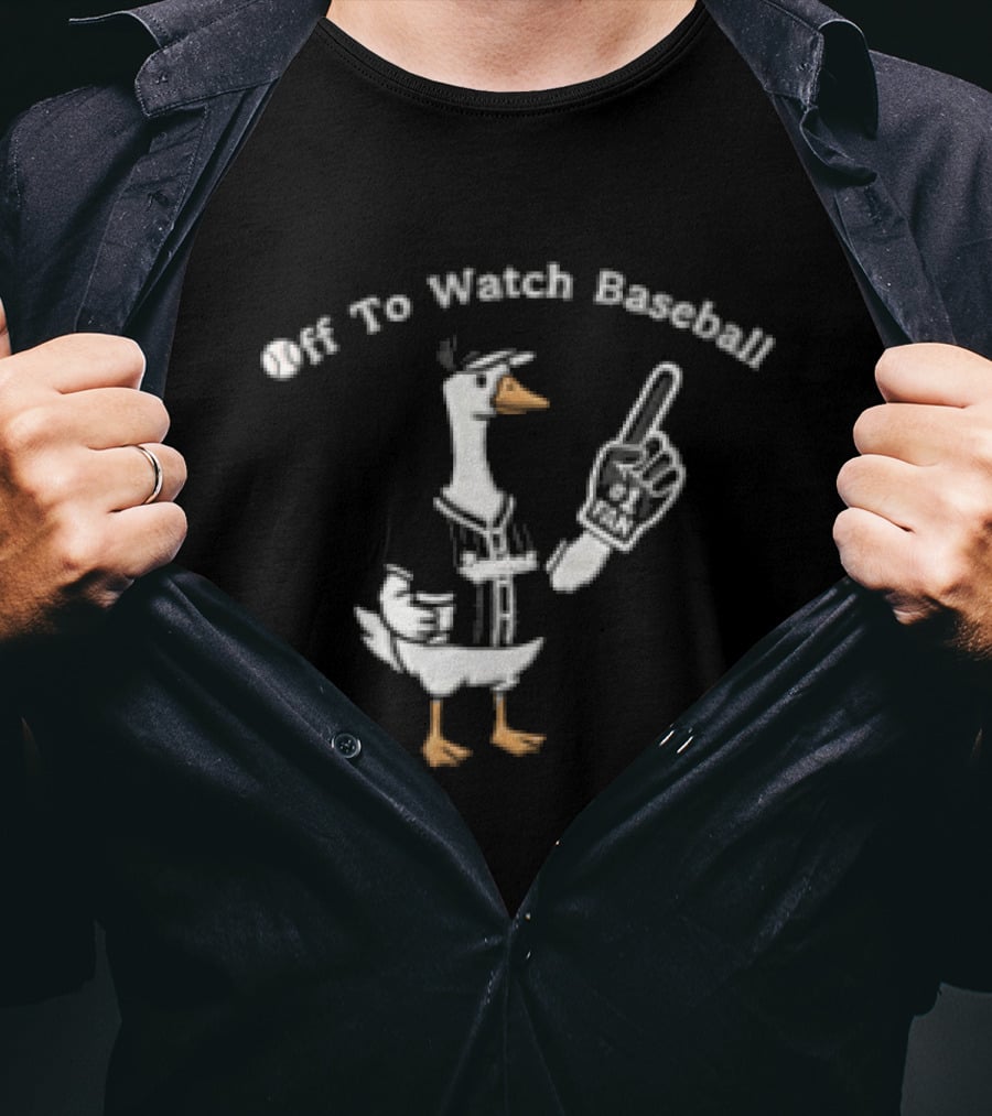 Off To Baseball Goose Wearing Baseball Uniform Pointing T-Shirt