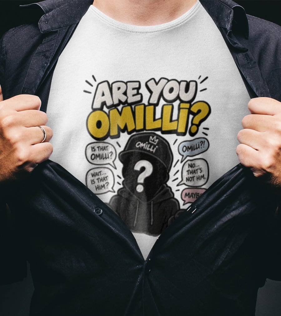 Are You Omilli Mystery Creator Streamer Iconic Question Marks And Quotes T-Shirt