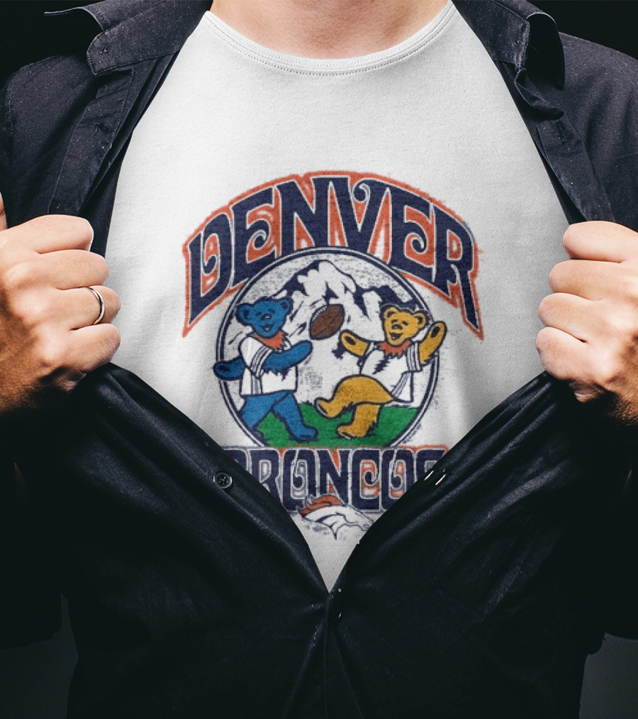 Denver Broncos Grateful Dead Dancing Bears Football T-Shirt