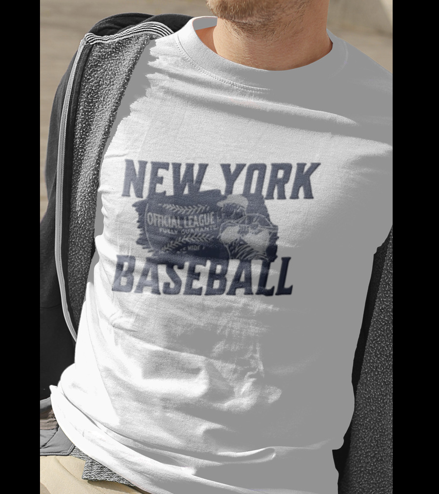 New York Baseball Official League Player Swinging Bat T-Shirt