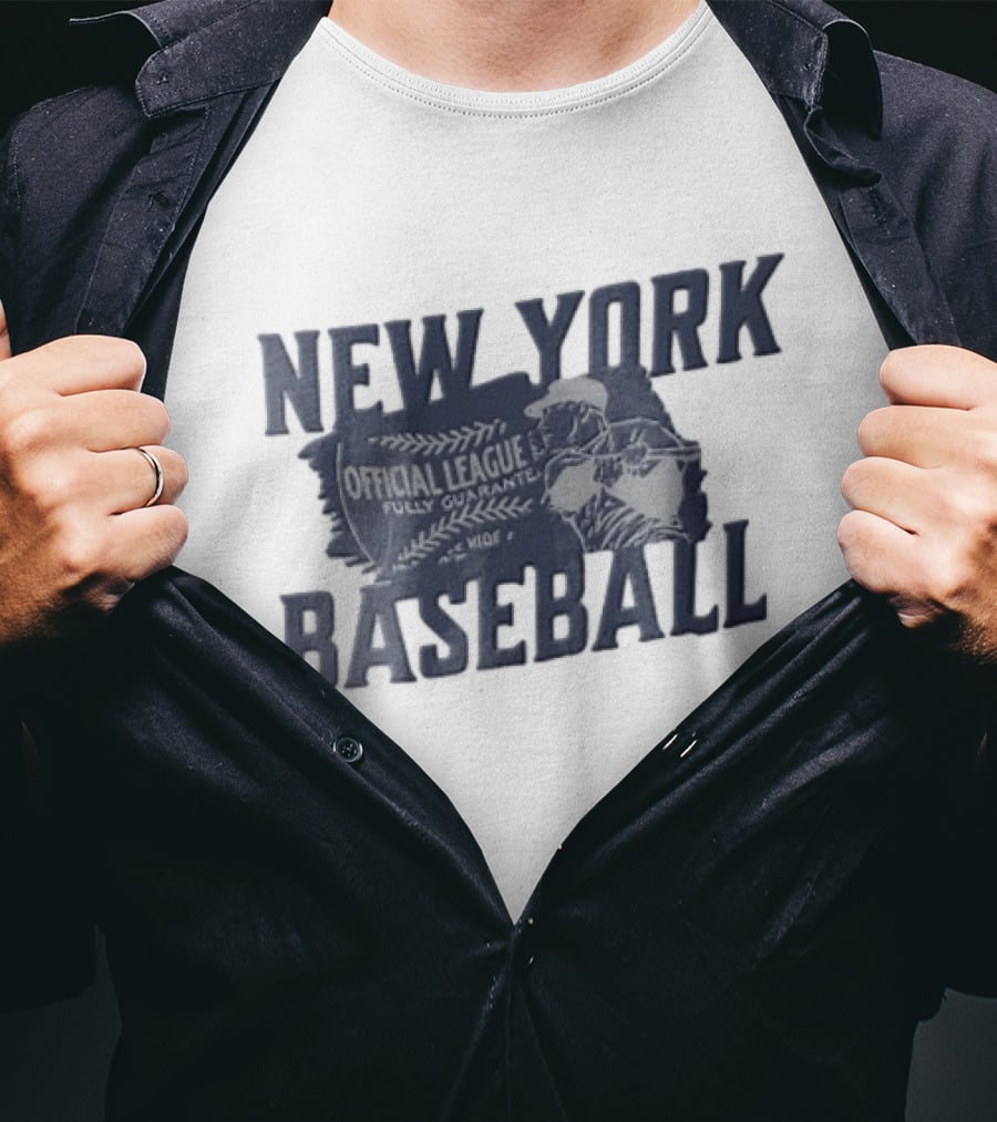 New York Baseball Official League Player Swinging Bat T-Shirt