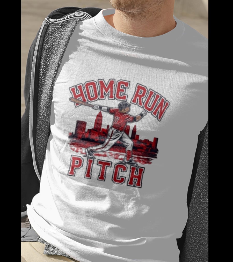 Home Run Pitch City Batter Red Skyline Sports T-Shirt