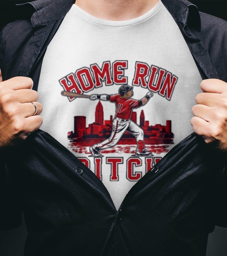 Home Run Pitch City Batter Red Skyline Sports T-Shirt