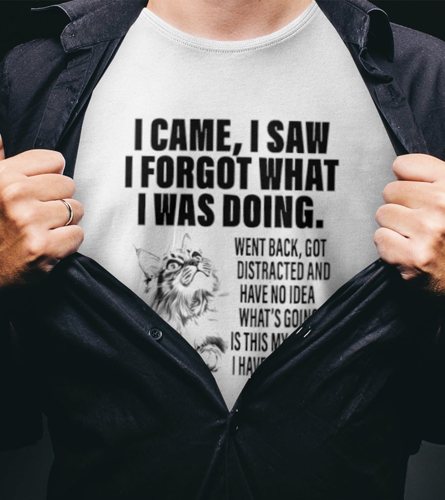 I Came I Saw I Forgot What I Was Doing Cat Got Distracted Coffee T-Shirt