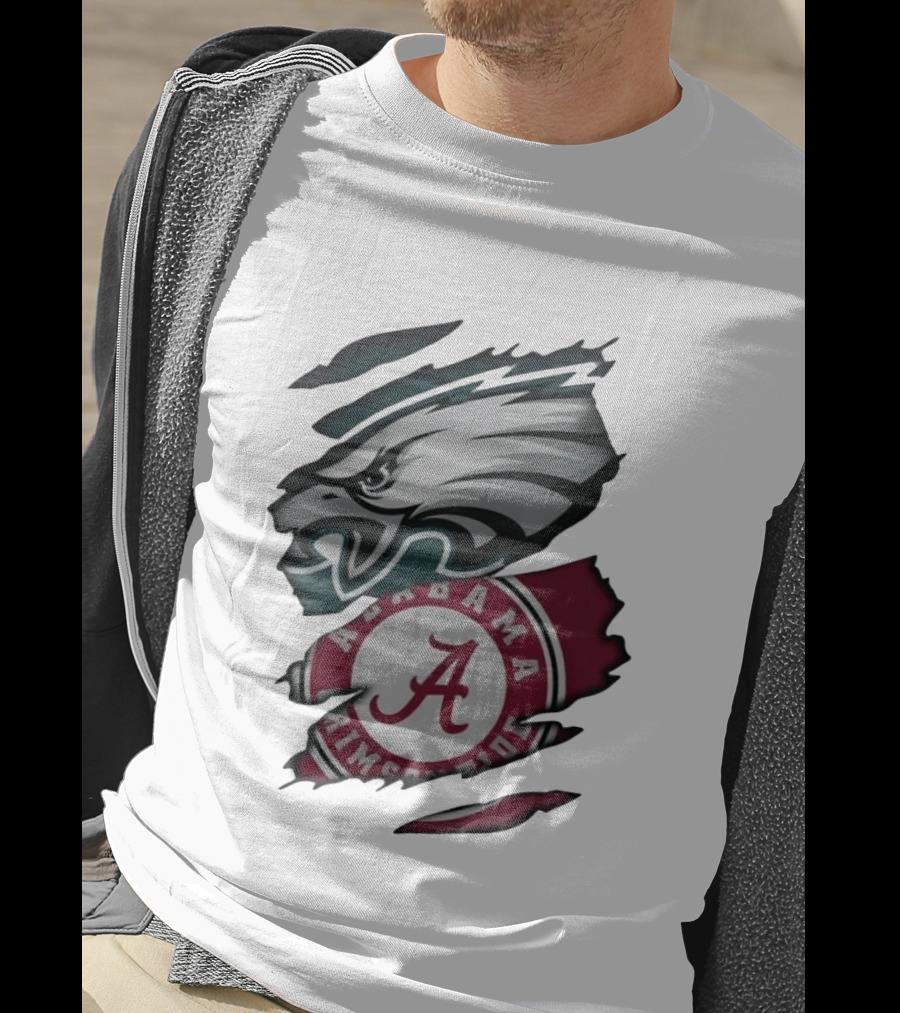 Philadelphia Eagles Alabama Crimson Tide Distressed Fan Gear T-Shirt