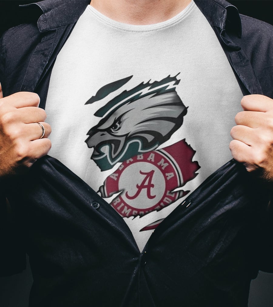 Philadelphia Eagles Alabama Crimson Tide Distressed Fan Gear T-Shirt