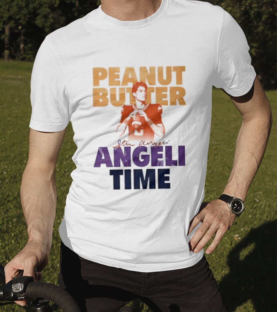 Peanut Butter Steve Angeli Time Football Player Holding Ball T-Shirt