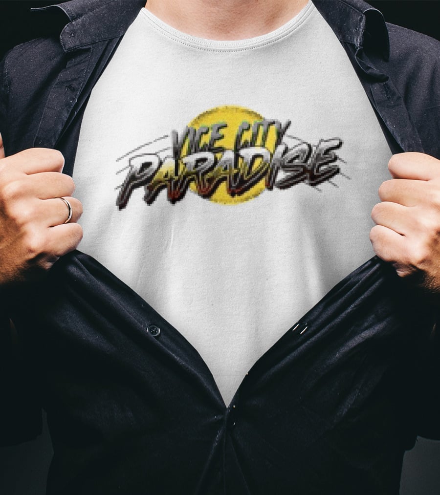 The Wynwood Walls Shop Faile Vice City Paradise Retro Inspired Style White T-Shirt