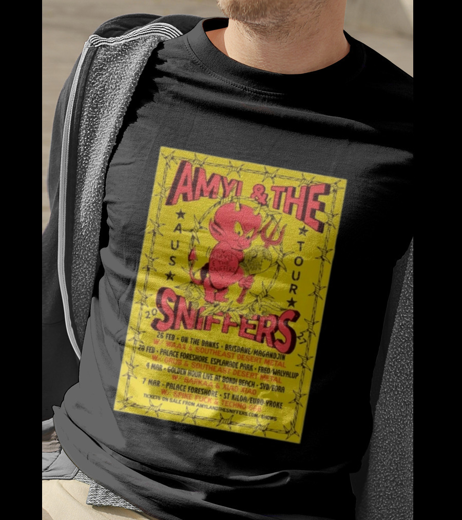 Amyl And The Sniffers Australian Tour 2024 Devil Brisbane Perth Sydney Punk Rock Band Dates T-Shirt