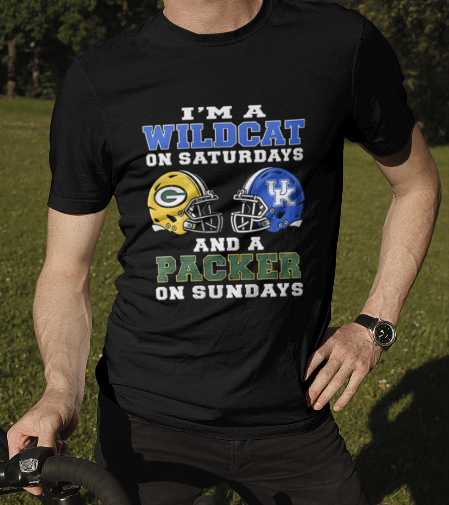 Wildcat Saturdays Packer Sundays Football Fans Kentucky Wisconsin T-Shirt