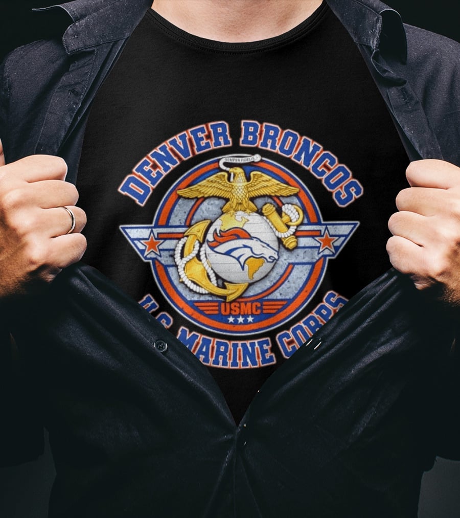 Denver Broncos US Marine Corps Semper Fidelis USMC T-Shirt