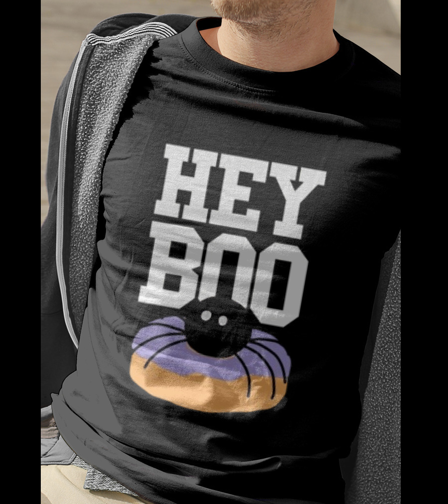Hey Boo Spider On Donut Halloween Fun T-Shirt