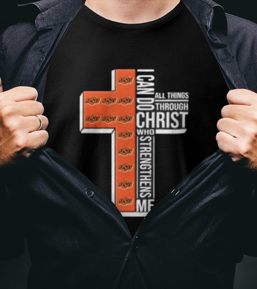 Oklahoma State Cowboys Cross I Can Do All Things Through Christ Who Strengthens Me T-Shirt