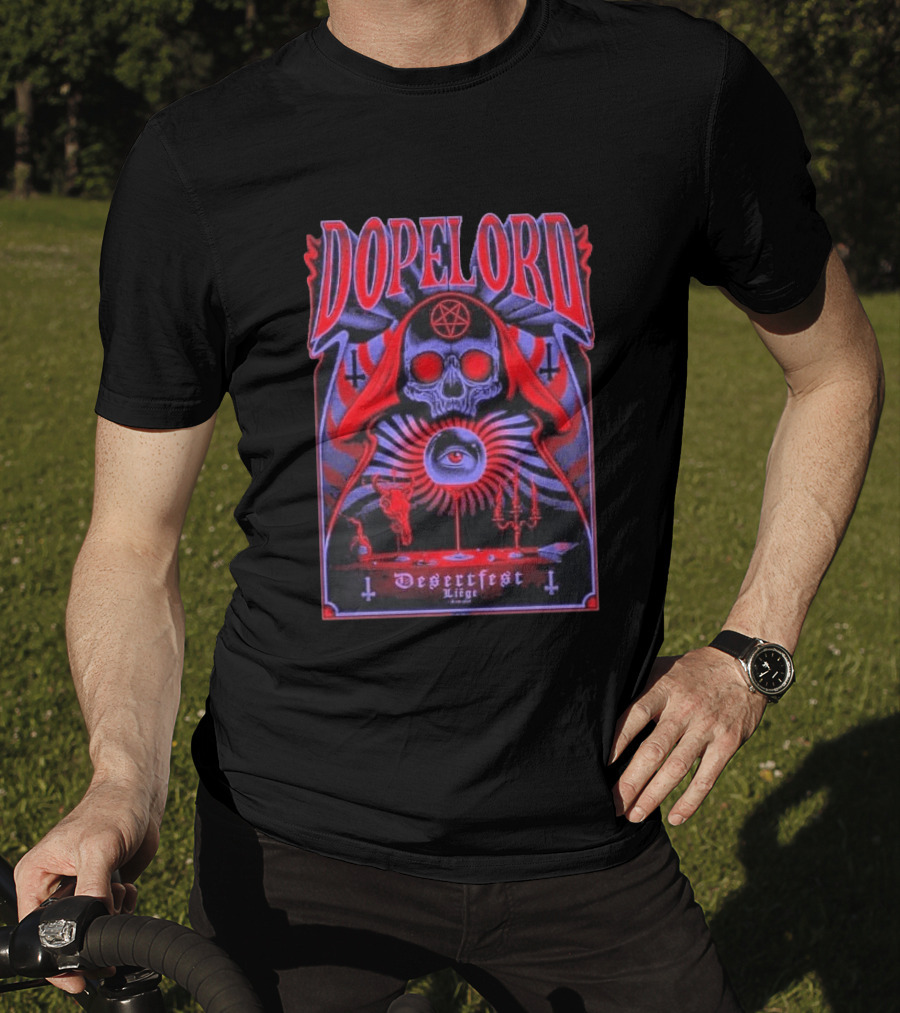Dopelord Desertfest Liège 2026 Gig With Skull And Pentagram T-Shirt