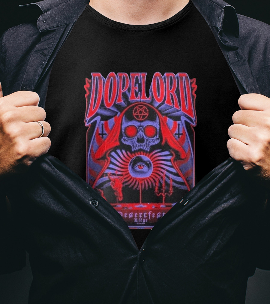 Dopelord Desertfest Liège 2026 Gig With Skull And Pentagram T-Shirt
