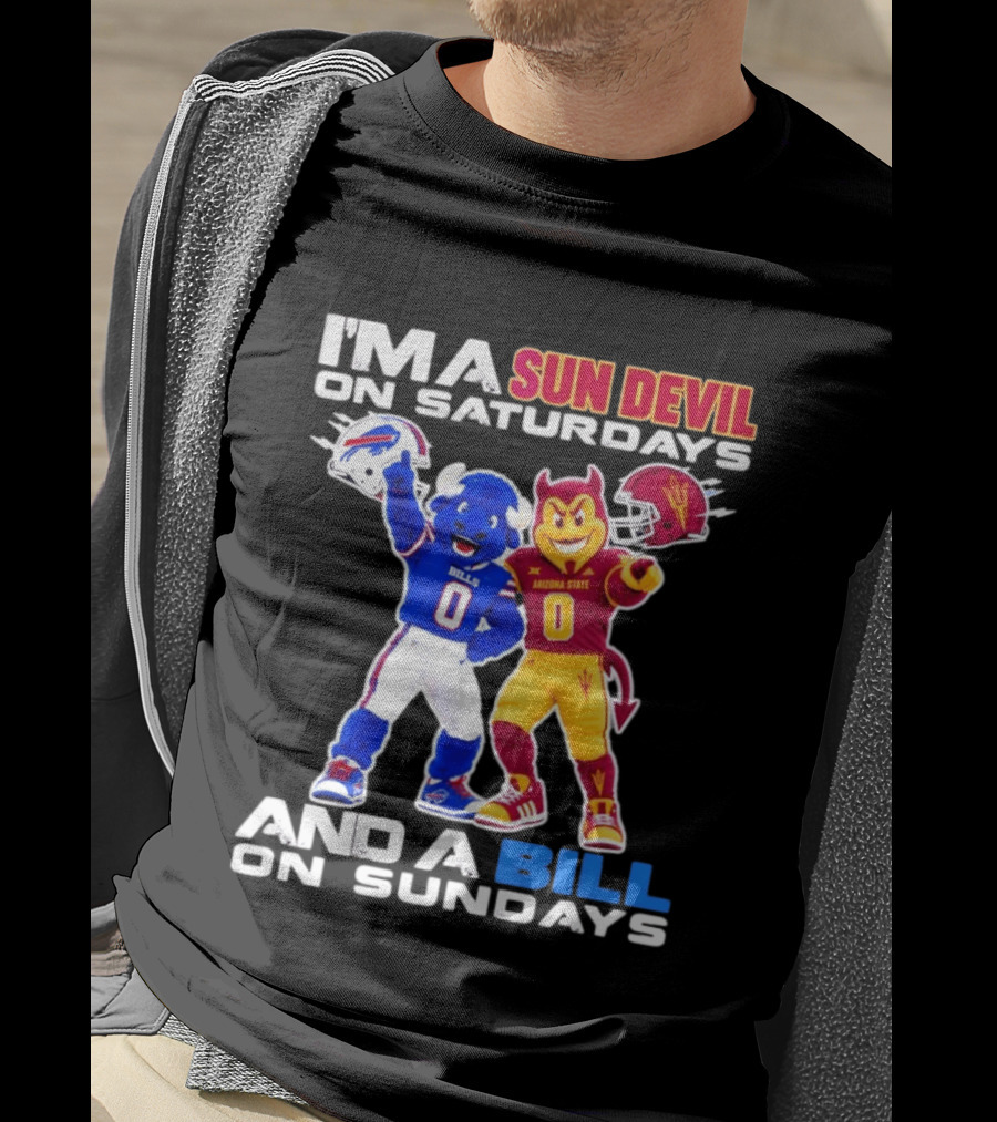 Arizona State Sun Devil Saturdays Buffalo Bills Sundays NFL College Football Fan T-Shirt