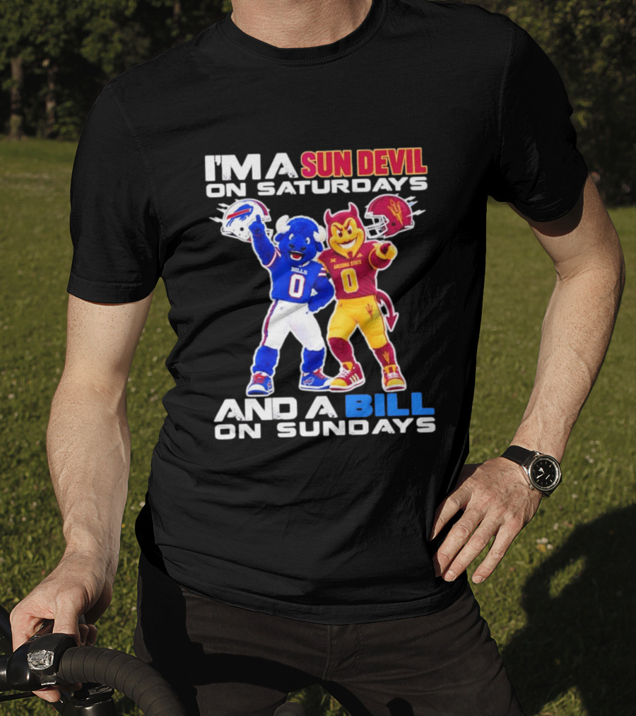 Arizona State Sun Devil Saturdays Buffalo Bills Sundays NFL College Football Fan T-Shirt