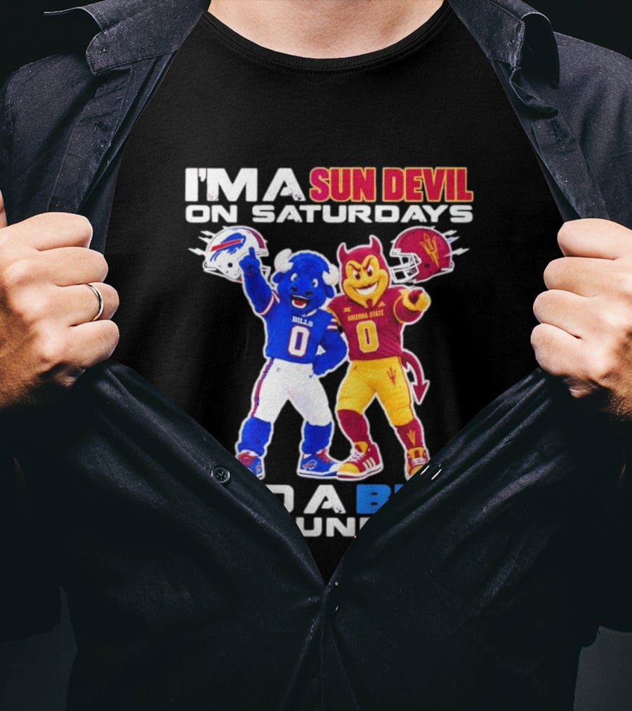 Arizona State Sun Devil Saturdays Buffalo Bills Sundays NFL College Football Fan T-Shirt