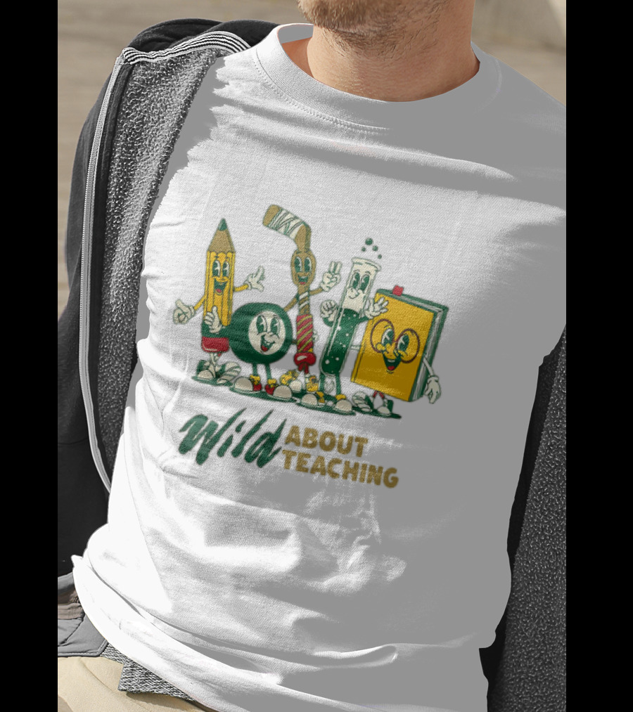 Wild About Teaching Pencil Crayon Book Test Tube Cartoons T-Shirt