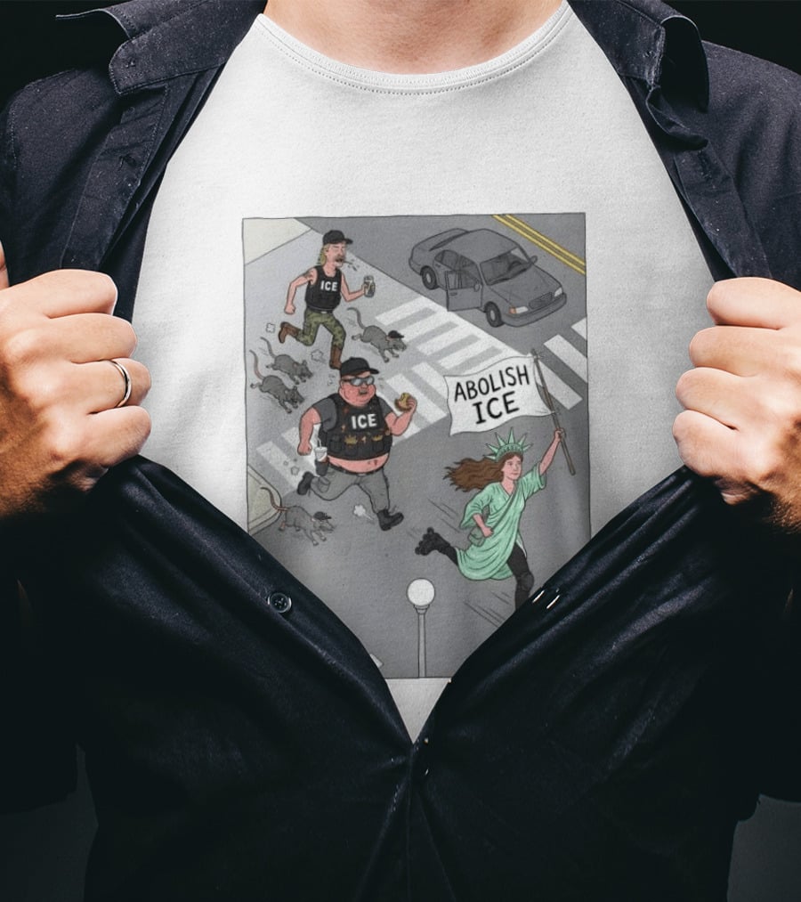 Abolish ICE Political Cartoon With Lady Liberty Protest T-Shirt