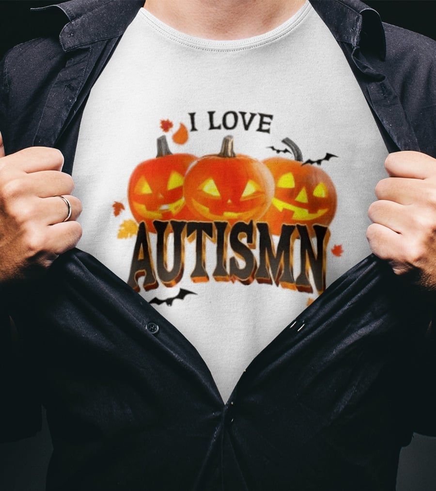 I Love Autismn Pumpkin Halloween Awareness T-Shirt