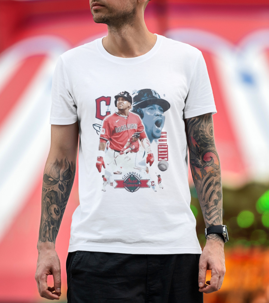 Cleveland Guardians José Ramírez 11 Collage Baseball T-Shirt