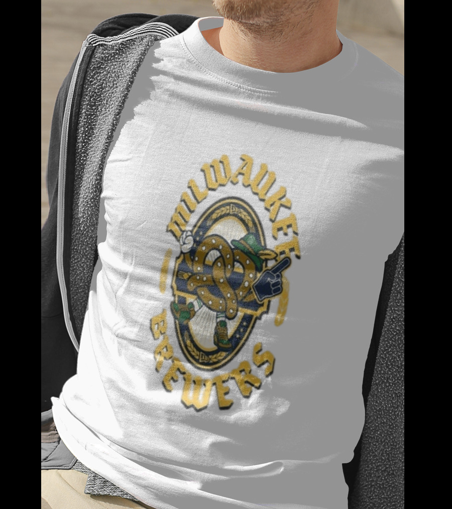 Milwaukee Brewers Oktoberfest Pretzel Character Baseball T-Shirt