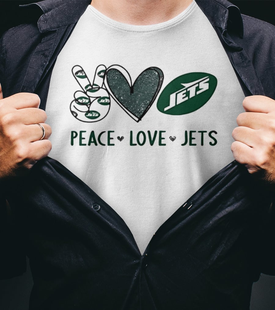 Peace Love Jets New York Football Team Fan T-Shirt