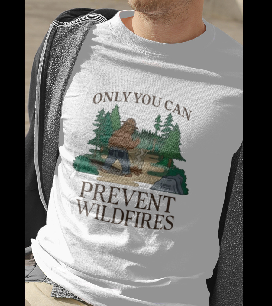 Smokey Bear Only You Can Prevent Wildfires Scenic Forest Scene T-Shirt