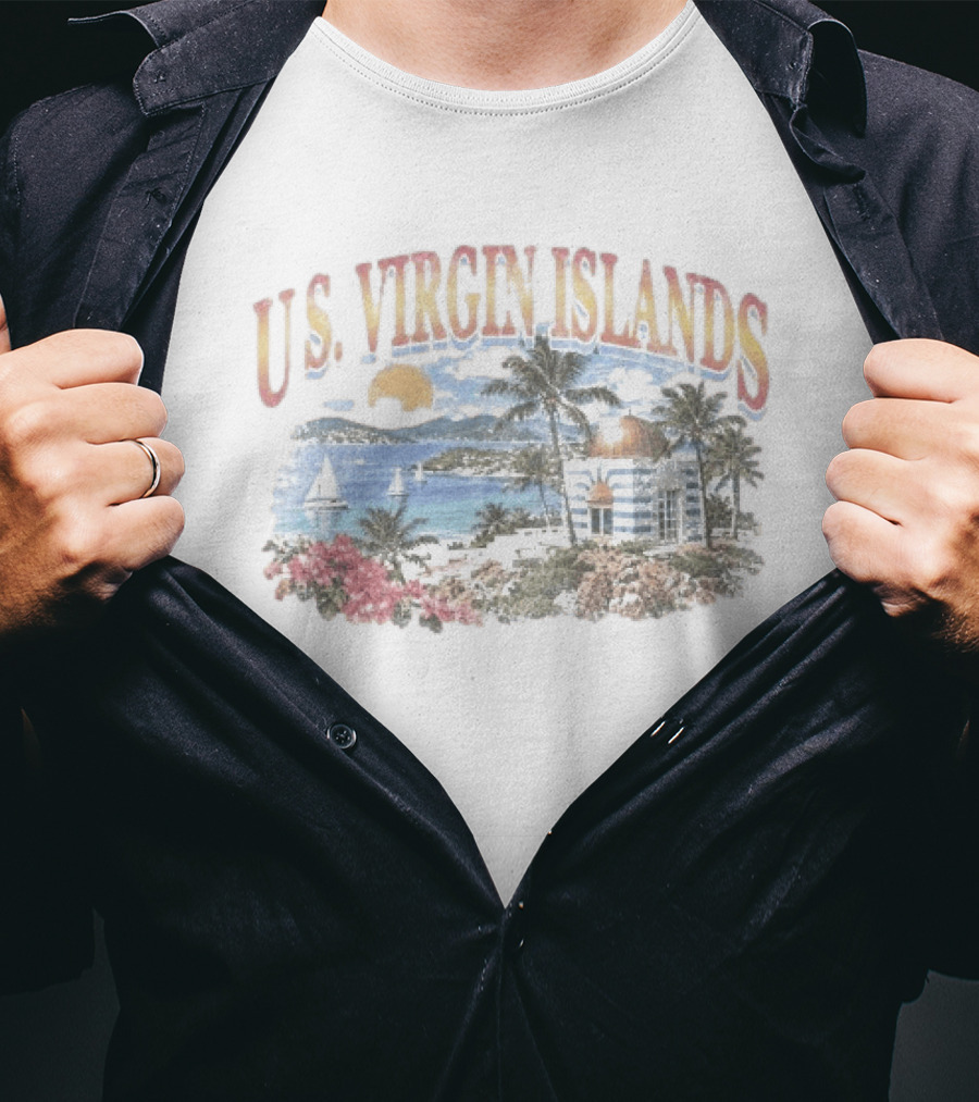 U.S. Virgin Islands Sailing Beach Palms Scenic Souvenir T-Shirt