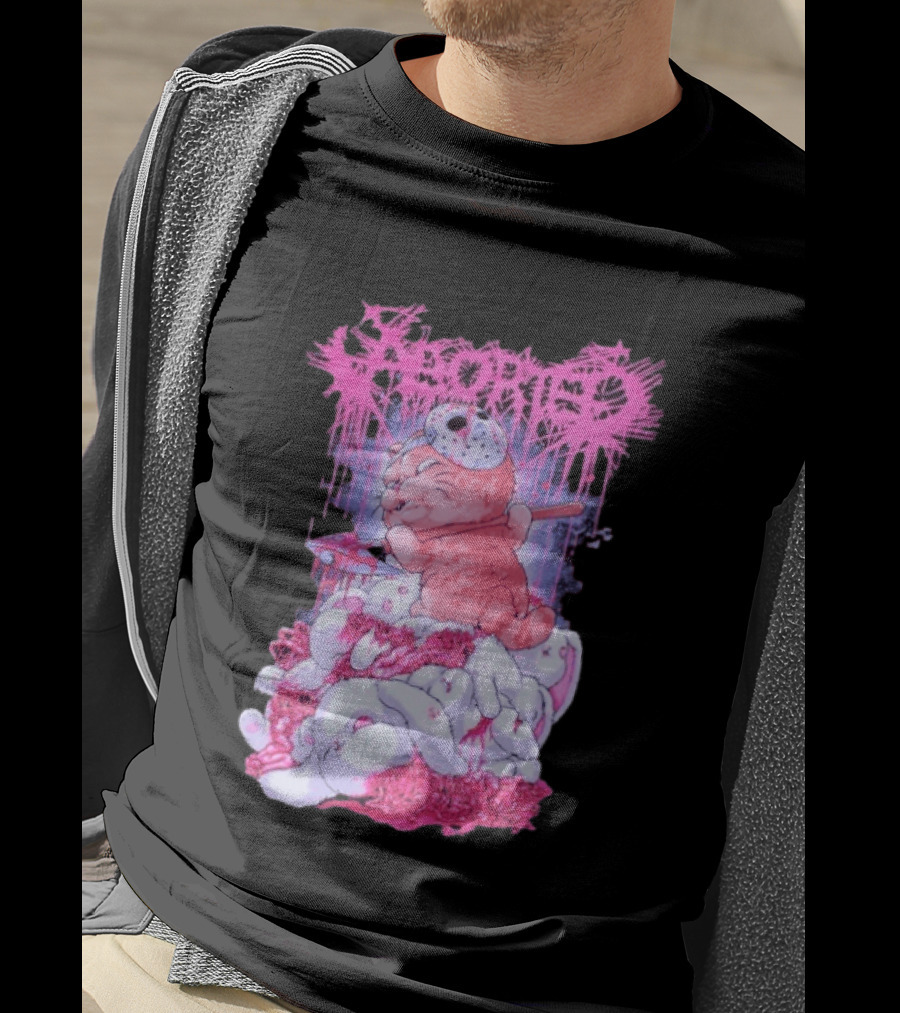 Aborted Murder Kitty Masked Plush With Axe Bunny Pile T-Shirt
