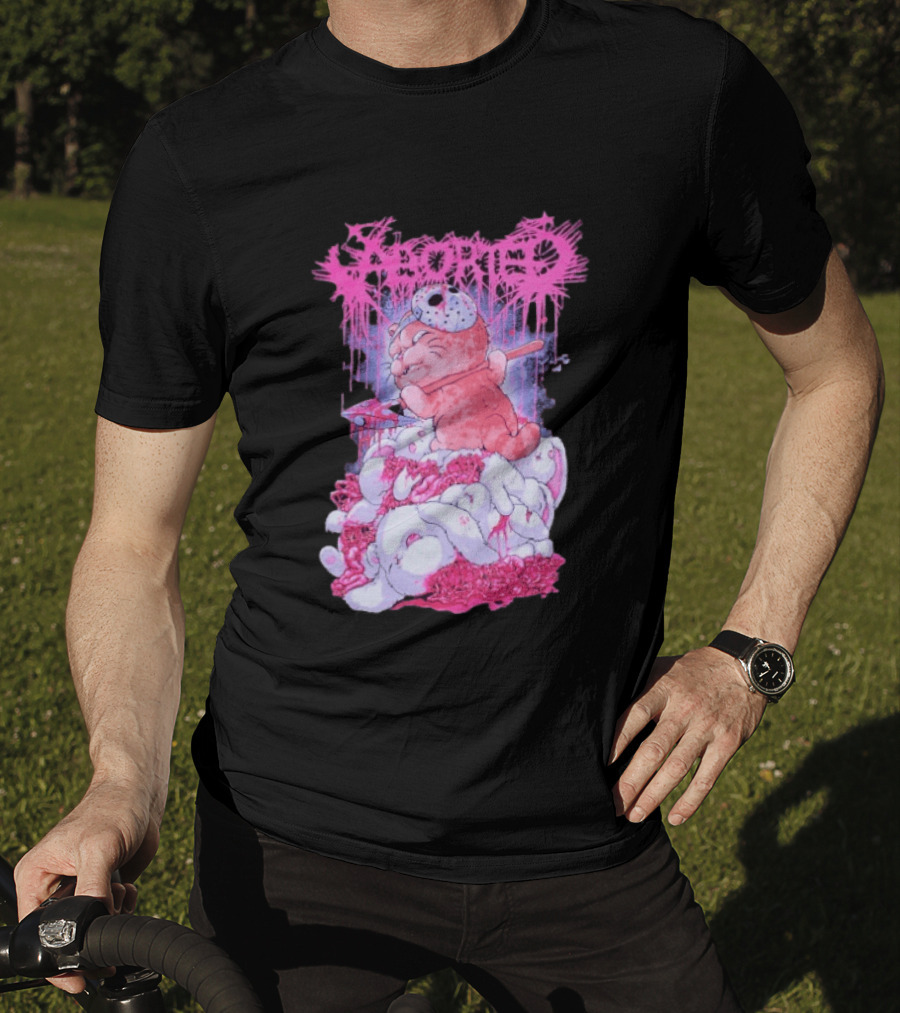 Aborted Murder Kitty Masked Plush With Axe Bunny Pile T-Shirt