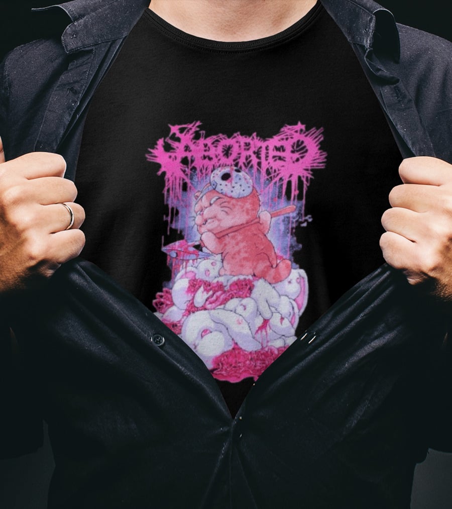 Aborted Murder Kitty Masked Plush With Axe Bunny Pile T-Shirt