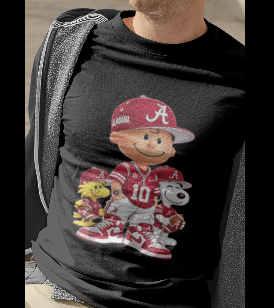 Alabama Crimson Tide Charlie Brown Snoopy Woodstock Football NCAA T-Shirt