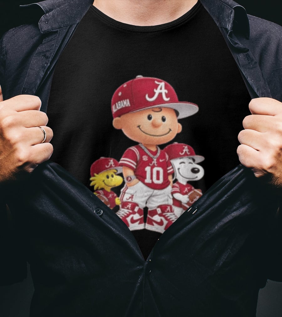 Alabama Crimson Tide Charlie Brown Snoopy Woodstock Football NCAA T-Shirt