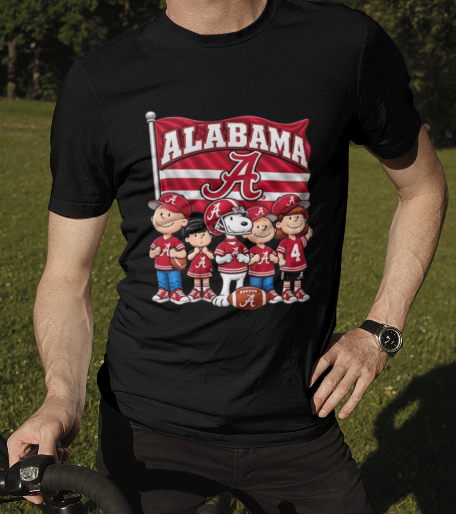 Alabama Crimson Tide NCAA Football Snoopy Charlie Brown Peanuts Characters T-Shirt