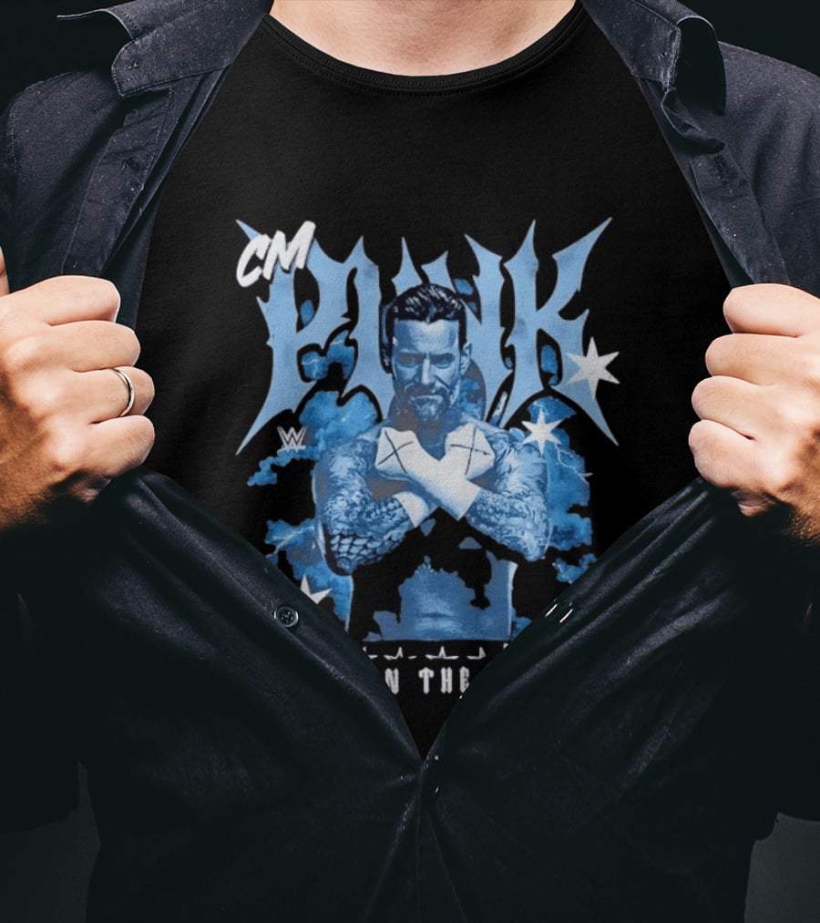 CM Punk WWE Best In The World Crossed Arms Blue Stars T-Shirt