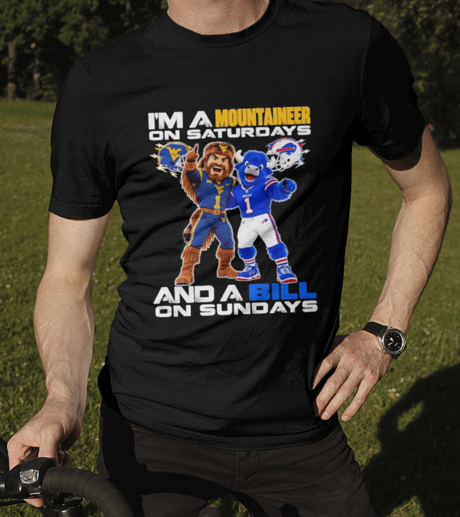 West Virginia Mountaineer And Buffalo Bills Fan Mascots Saturdays And Sundays T-Shirt