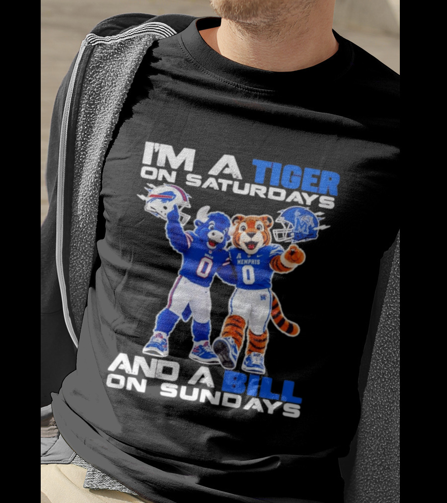 Memphis Tigers And Buffalo Bills Football Mascots Weekend Fan Pride T-Shirt