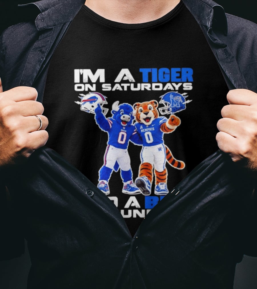 Memphis Tigers And Buffalo Bills Football Mascots Weekend Fan Pride T-Shirt