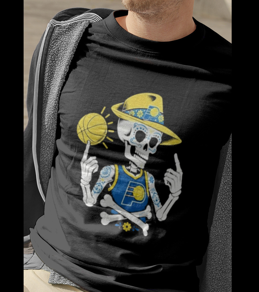 Indiana Pacers Mexico City CDMX Sugar Skull Skeleton Indy Game T-Shirt