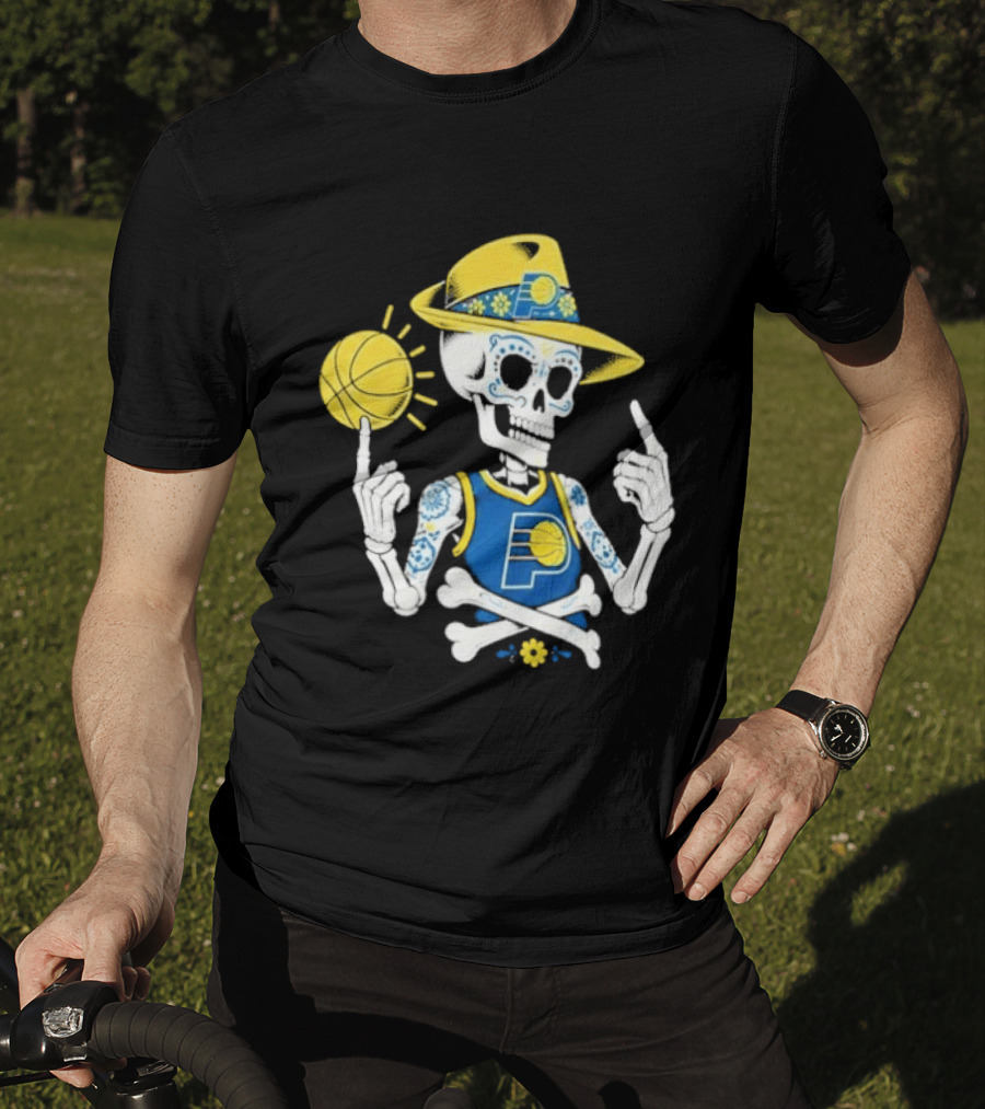 Indiana Pacers Mexico City CDMX Sugar Skull Skeleton Indy Game T-Shirt