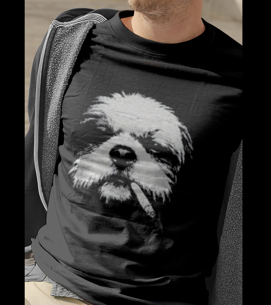 Shih Tzu Dog Smoking Cigarette Face T-Shirt