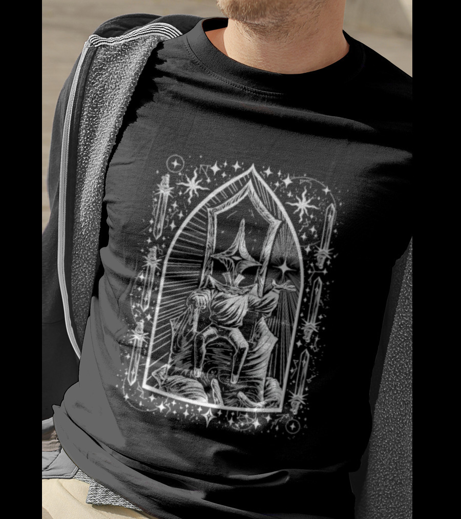 Slay The Spire 2 His Majesty Knight Throne Mystical Artistry Starburst Swords T-Shirt