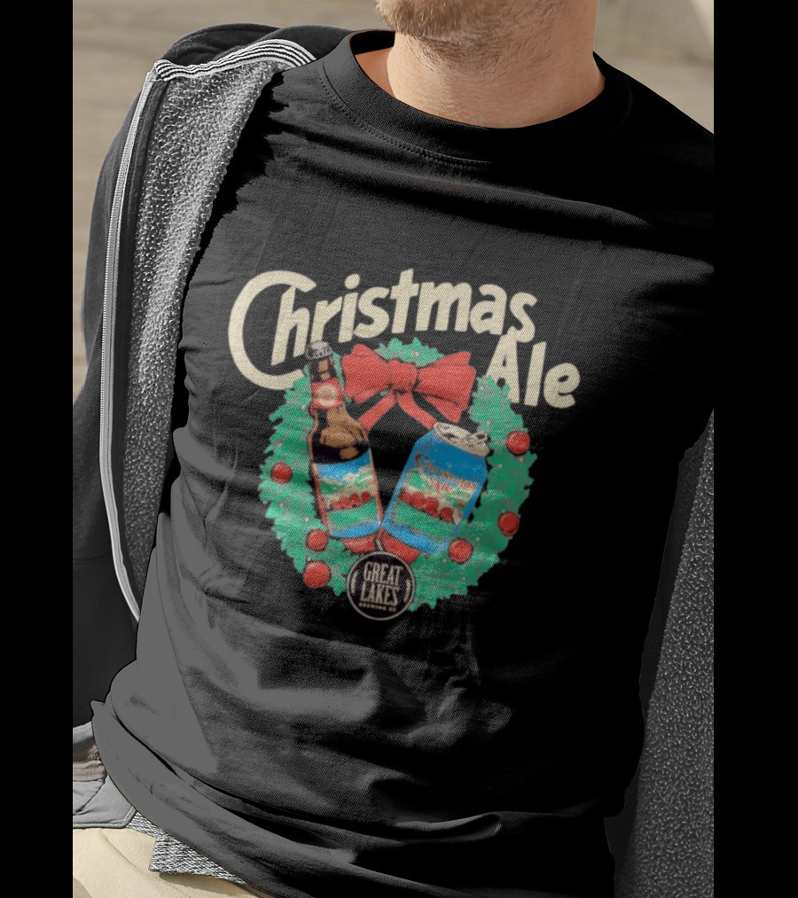 Great Lakes Brewing Co Christmas Ale 2026 Bottles And Cans Festive Wreath Edition T-Shirt