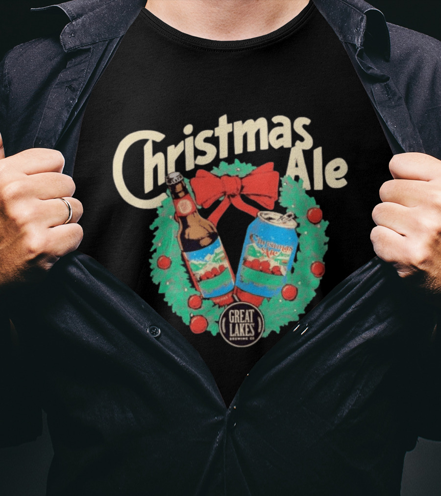 Great Lakes Brewing Co Christmas Ale 2026 Bottles And Cans Festive Wreath Edition T-Shirt