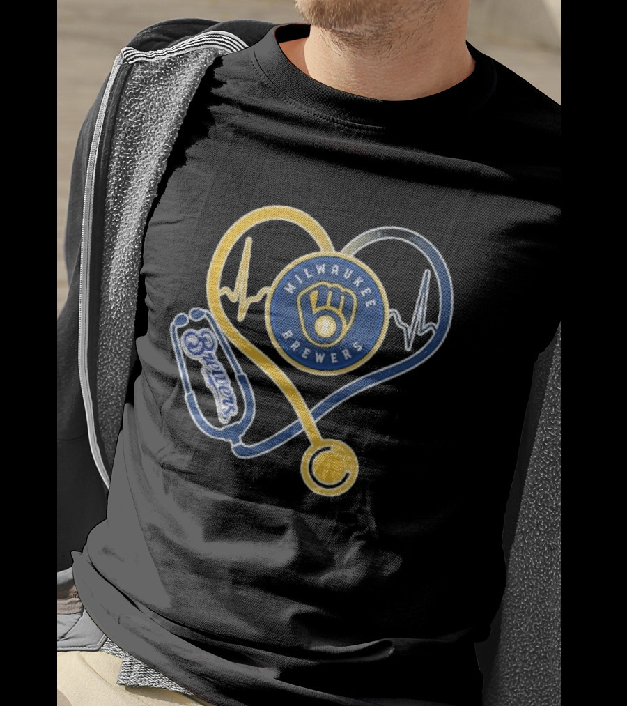 Milwaukee Brewers Nurse Stethoscope Heartbeat T-Shirt