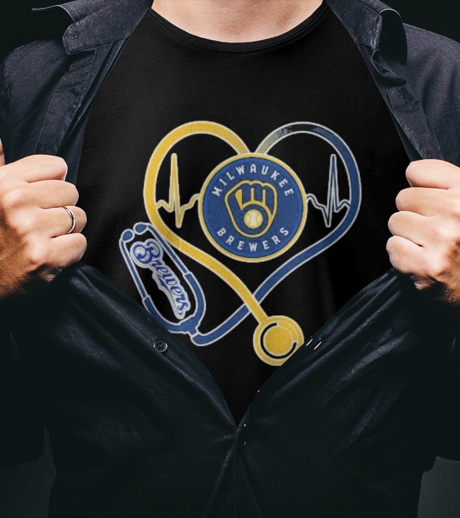 Milwaukee Brewers Nurse Stethoscope Heartbeat T-Shirt