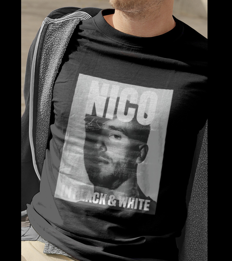Nico Nicolas Close Up Male Shadow In Black And White T-Shirt